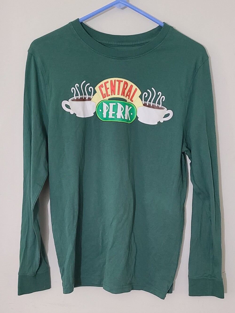 Friends Long Sleeve Green Central Perk Tee Shirt Adult Small